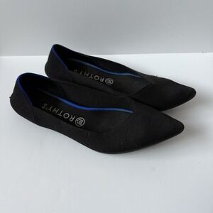 Rothy's The Point Shoes Flats Women Size 10 Ballet Pointed Toe Slip On Black